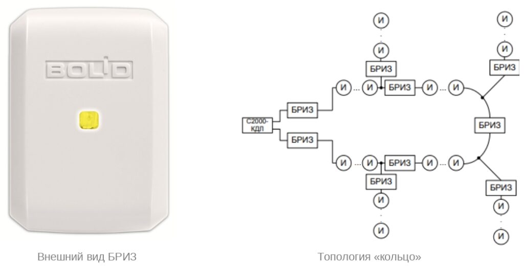 Внешний вид БРИЗ и топология кольцо
